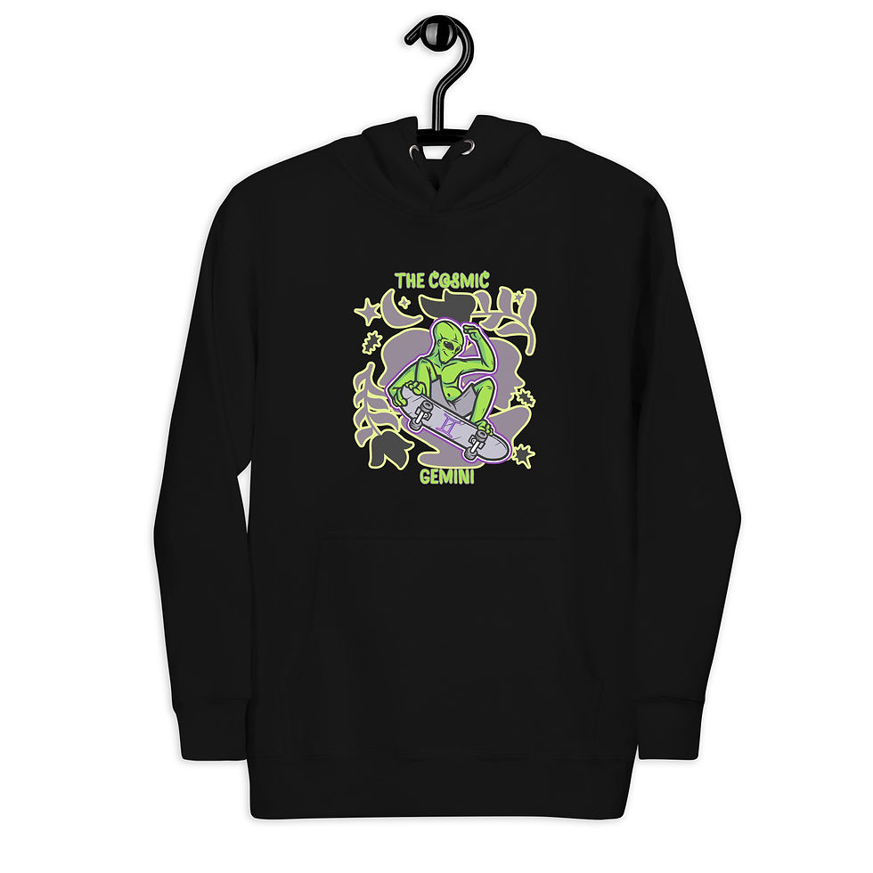 THE COSMIC -GEMINI- ALIEN/SKATEBOARD HOODIE