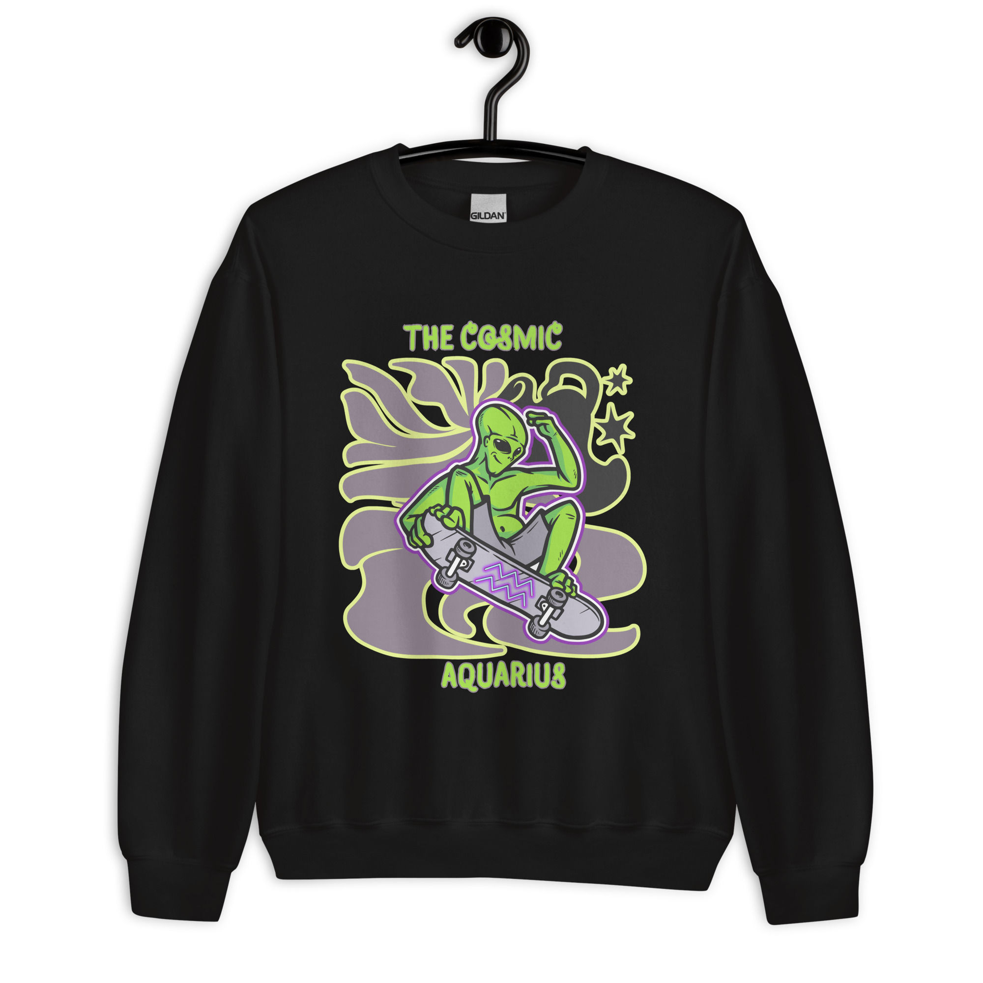 THE COSMIC -AQUARIUS- ALIEN/SKATEBOARD SWEATSHIRT