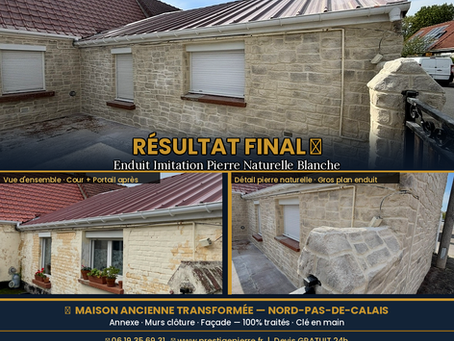 Prestige Pierre, artisan façadier basé à Calais (62100), réalise l'ITE dans tout le Nord-Pas-de-Calais : Calais, Boulogne-sur-Mer, Dunkerque, Lens, Béthune, Arras, Saint-Omer, Valenciennes, Douai et dans toutes les communes du 59 et du 62.