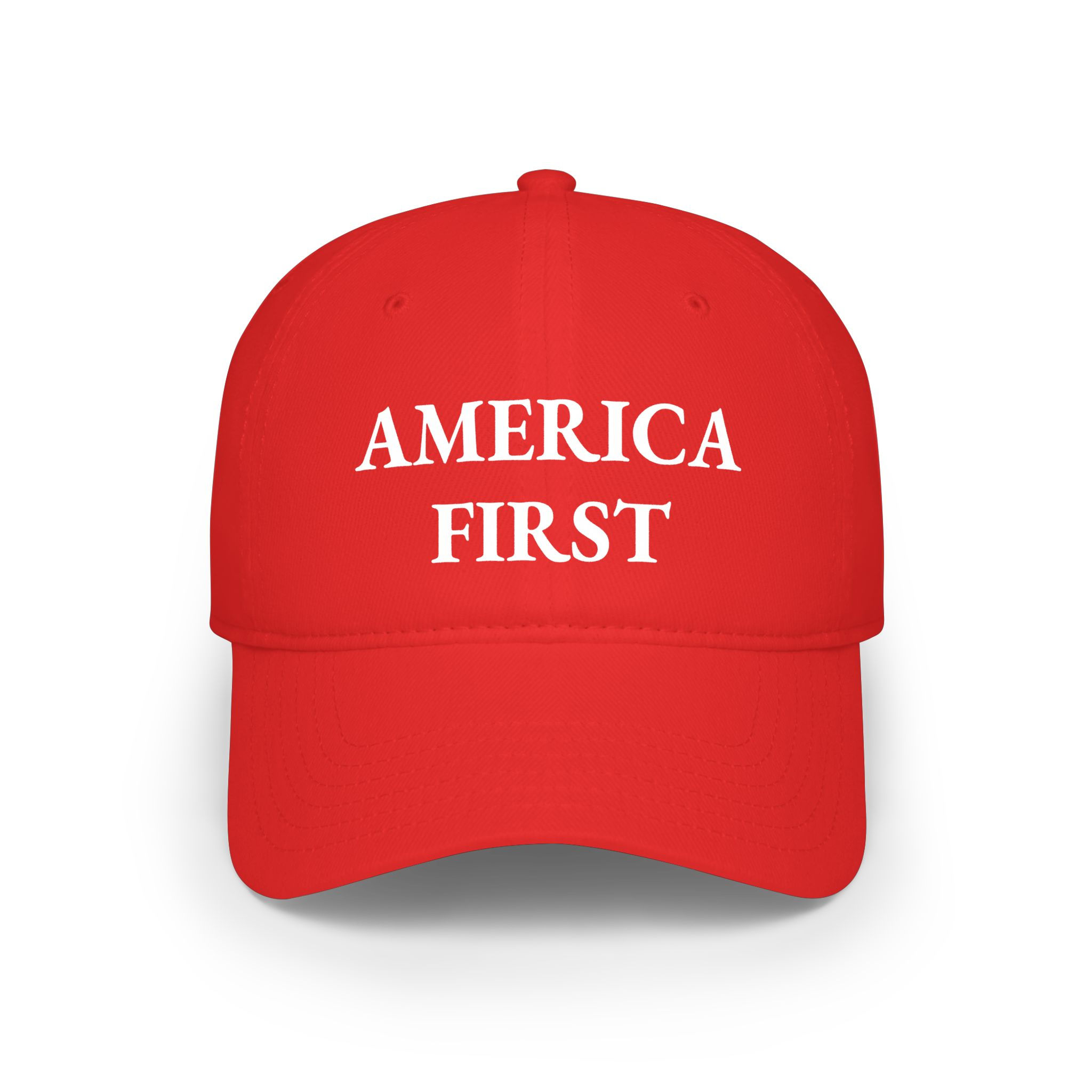 America First Baseball Cap — Patriotic Red Low Profile Hat