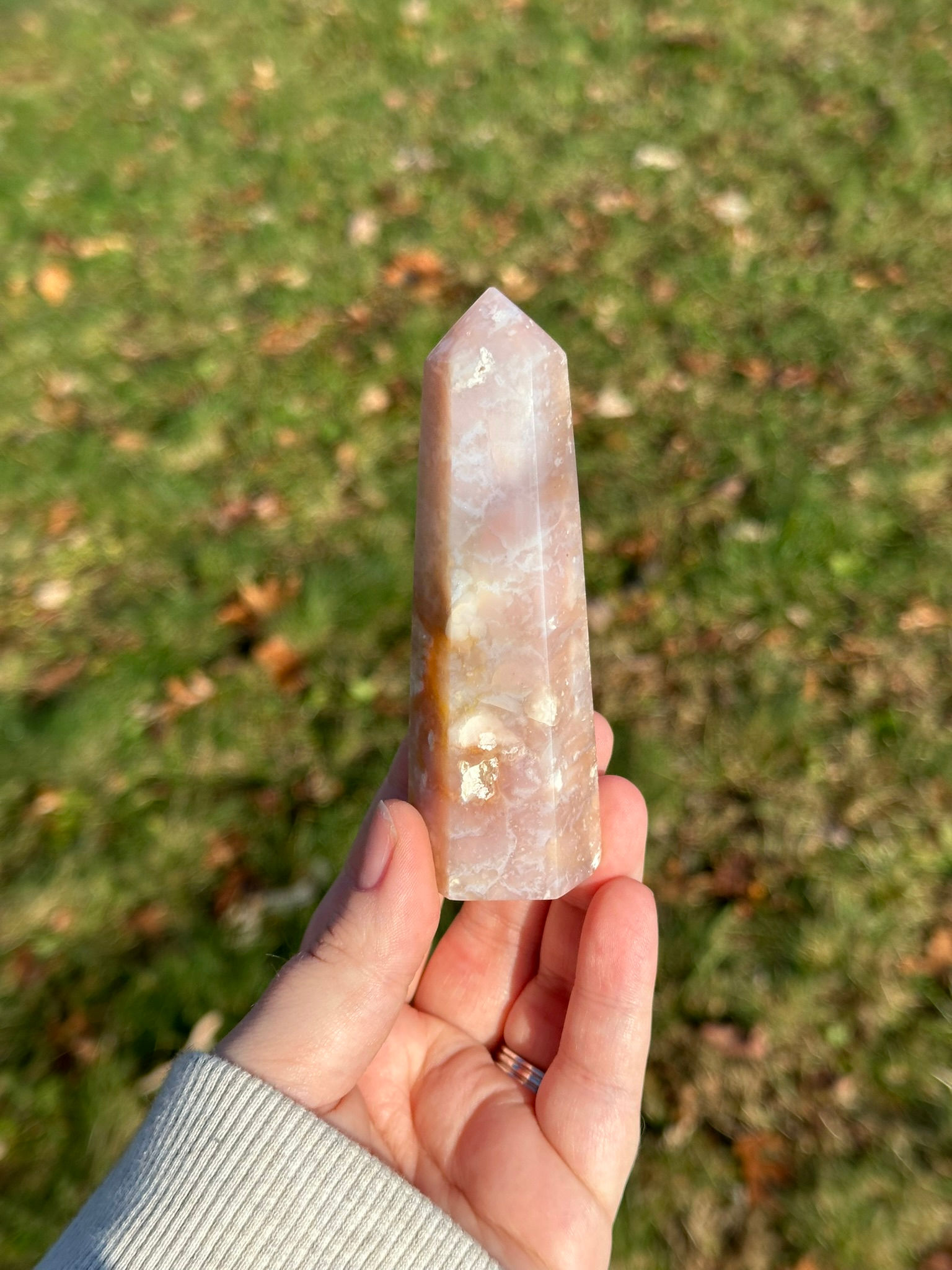 Plume Druzy Agate Tower