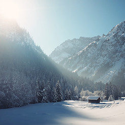 Winter Cabin with Snow