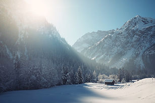 Winter Cabin with Snow