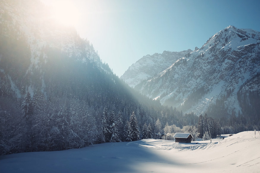 Winter Cabin with Snow