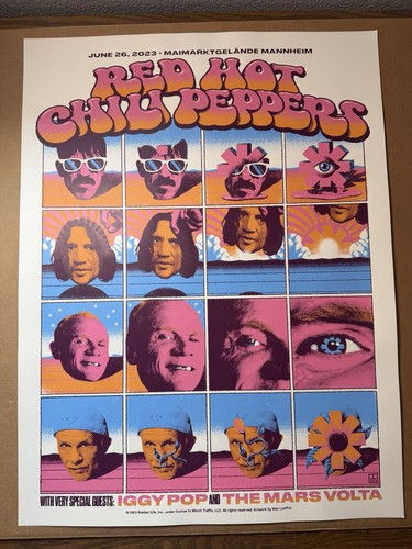Red Hot Chili Peppers Official Concert Gig Poster June 26, 2023 Mannheim Germany