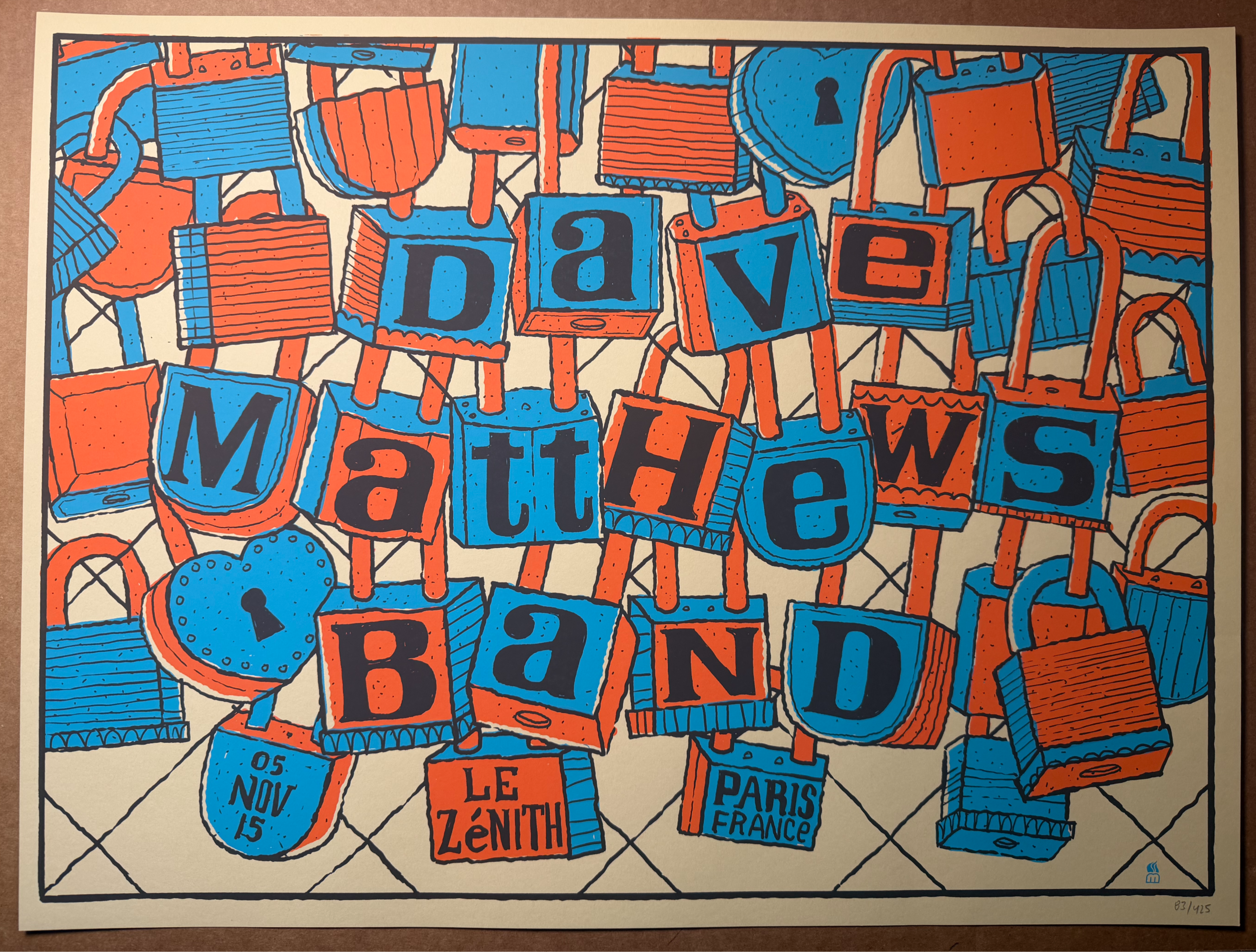 Dave Matthews Band Paris 2015 Poster Methane Studios #83/425