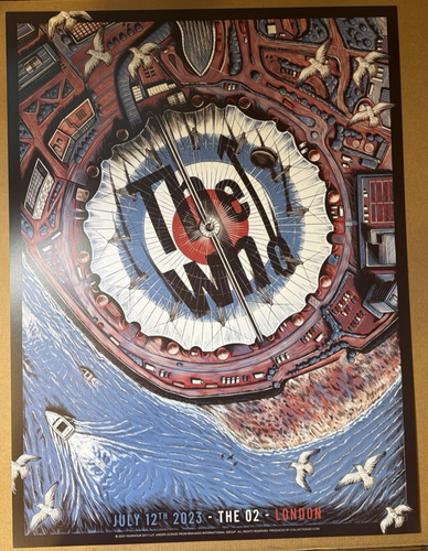 The Who Official Concert Gig Poster London July 12, 2023 The O2