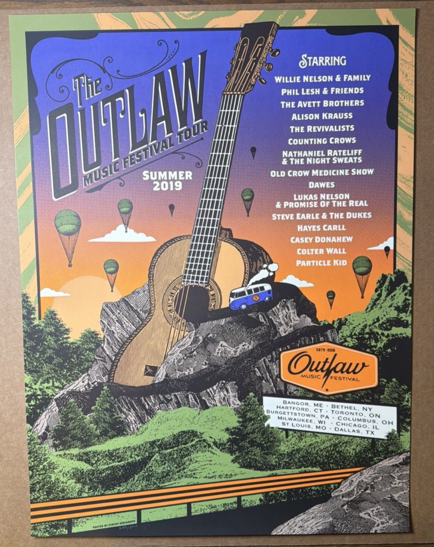 Thumbnail: Outlaw Music Festival 2019 Poster Willie Nelson Phil Lesh #1649/3000 Signed