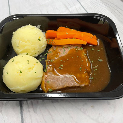 Irish School Lunches Roast Beef Carrots, Mashed potatoes & Gravy
