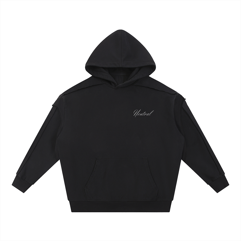 Contrast Tape Raw Edge Double Layered Hoodie