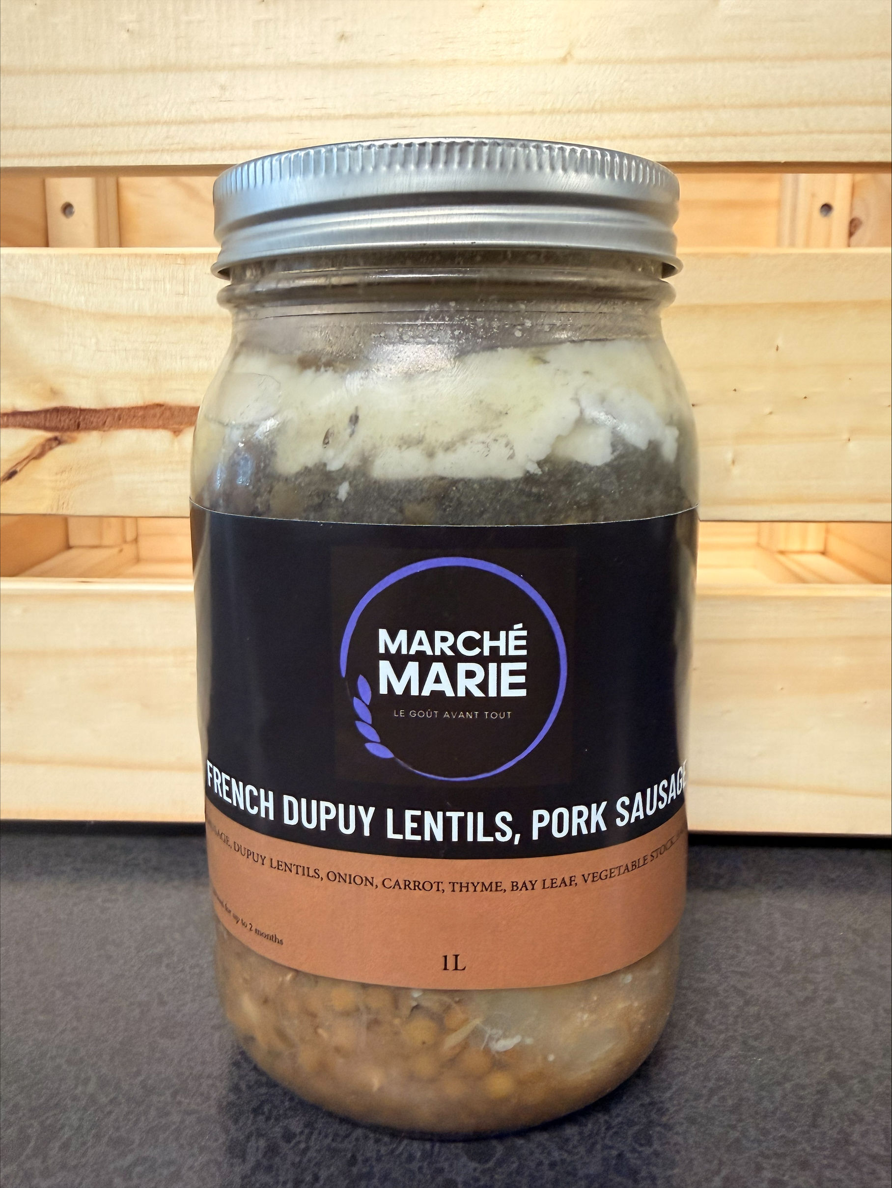 French Dupuy Lentils, Pork Sausage Stew