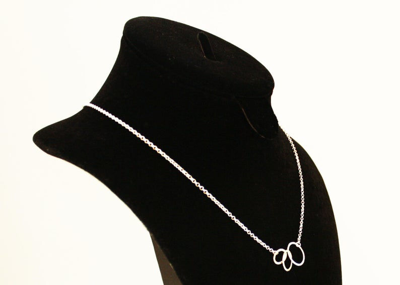 Thumbnail: Sterling Silver 3 Circles Necklace, 3 Eternity Circles Necklace