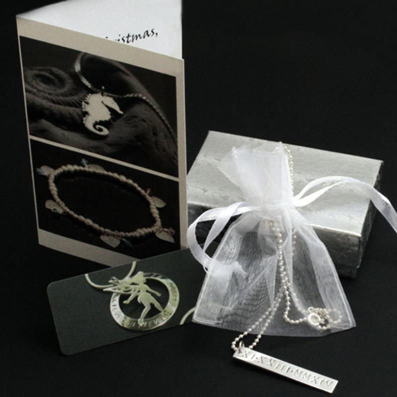 Thumbnail: Sterling Silver Father Daughter Dog Tag Key Chain and Heart Pendant
