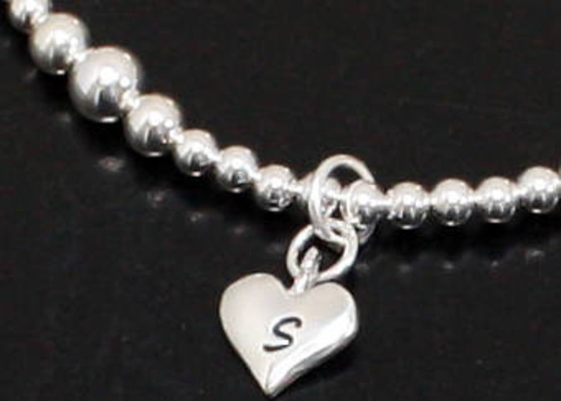 Thumbnail: Silver heart personalized bracelet, Silver Stretch Bracelet, Sterling Silver