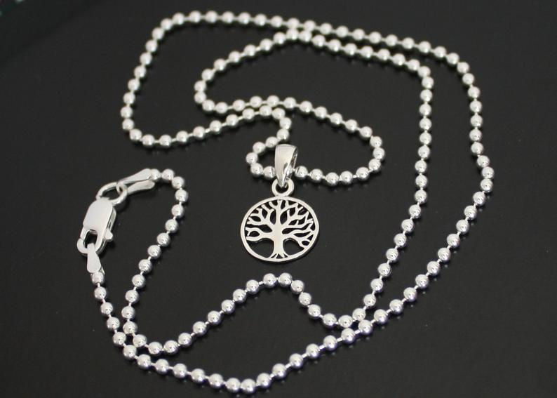 Thumbnail: Tree of Life Necklace Tiny Tree Pendant Sterling silver personalized family tree