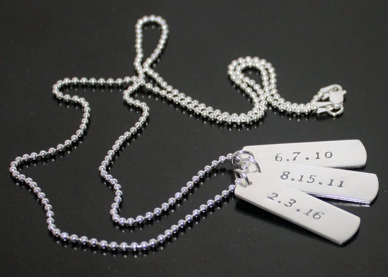 Thumbnail: Dog Tags Mens, Name Necklace, DOUBLE SIDED