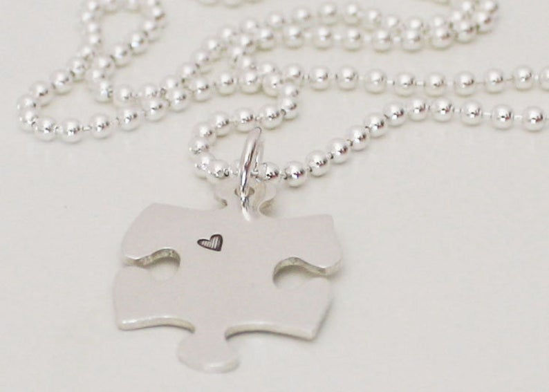 Thumbnail: Personalized Puzzle Necklace Personalized Autism heart pendant autism awareness