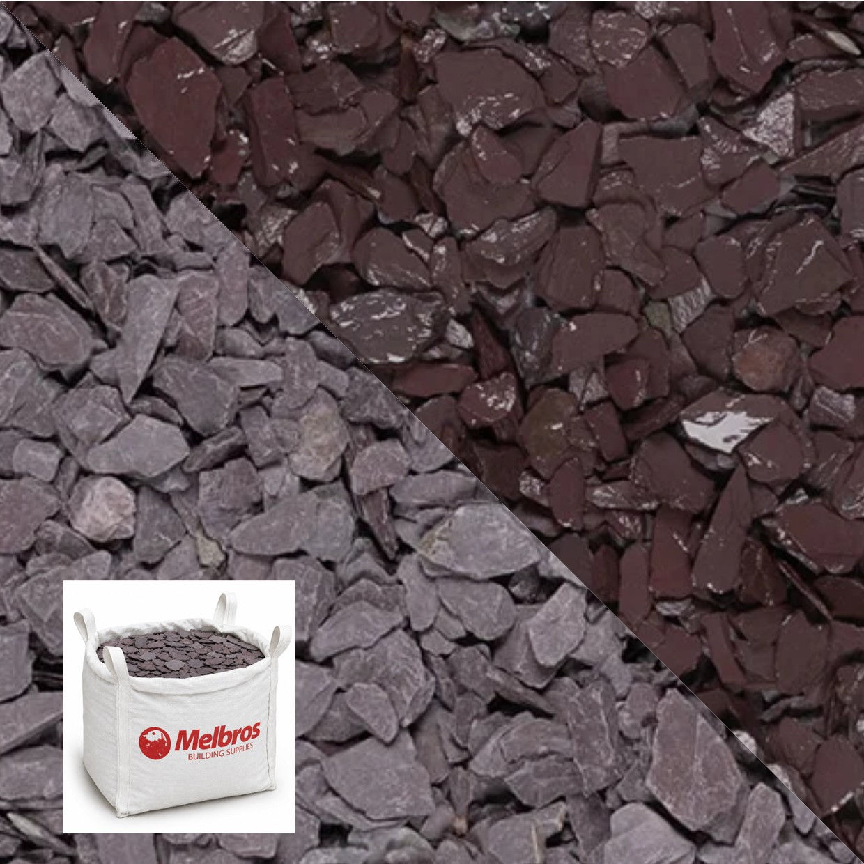 40mm Plum Slate Decorative Chippings Bulk Bag