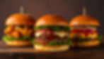 Firefly create an image of three burgers for a background for my website.__Pulled Brisket