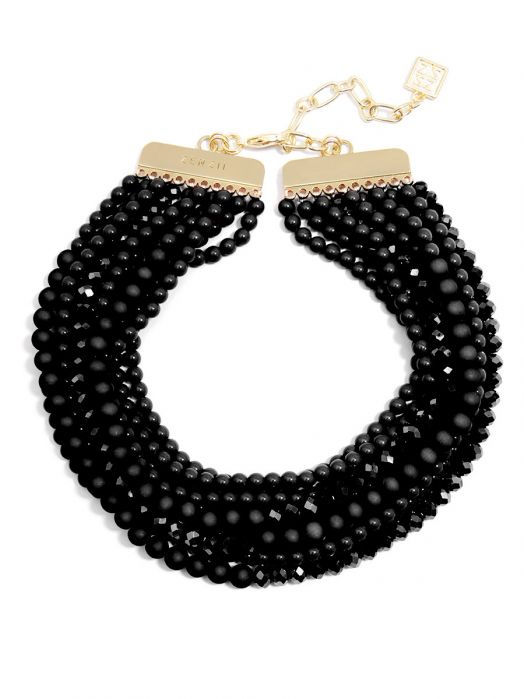 Matte And Crystal Beaded Collar Necklace N2568