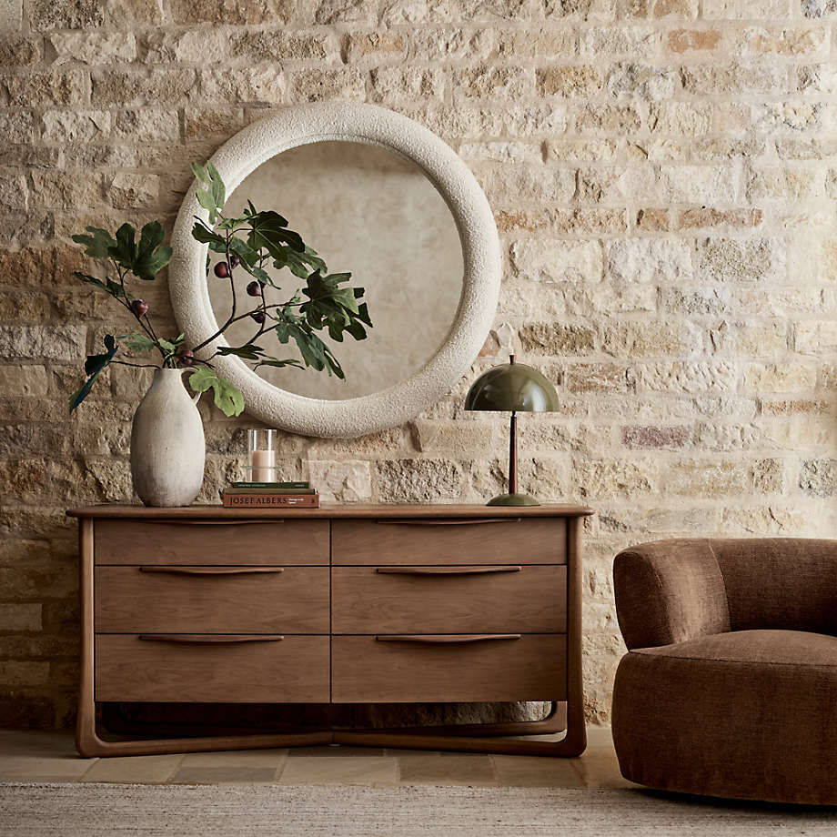 Thumbnail: Alrik 66" Brown Oak Wood 6-Drawer Dresser