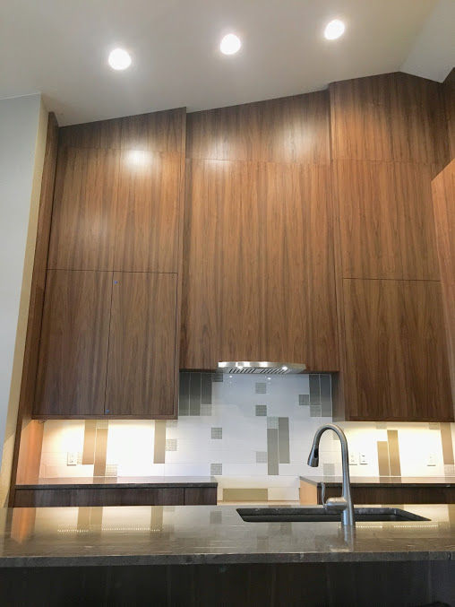 Backsplash, cabinets, and sink