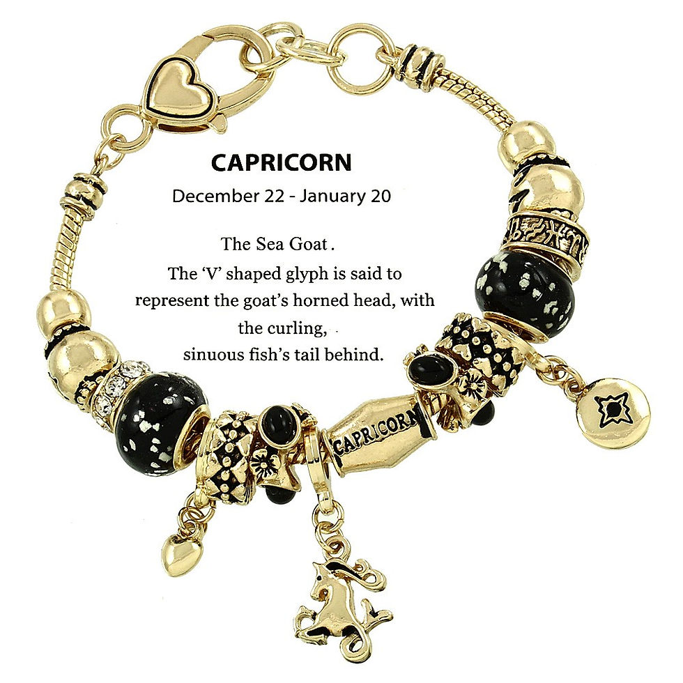 Thumbnail: Zodiac Charm Bead Bracelet Gold (Color Choices)