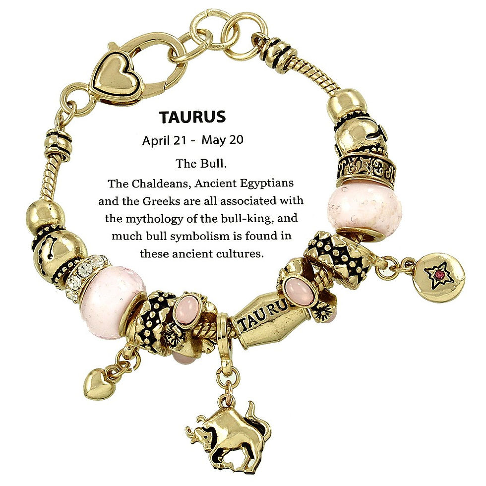 Thumbnail: Zodiac Charm Bead Bracelet Gold (Color Choices)