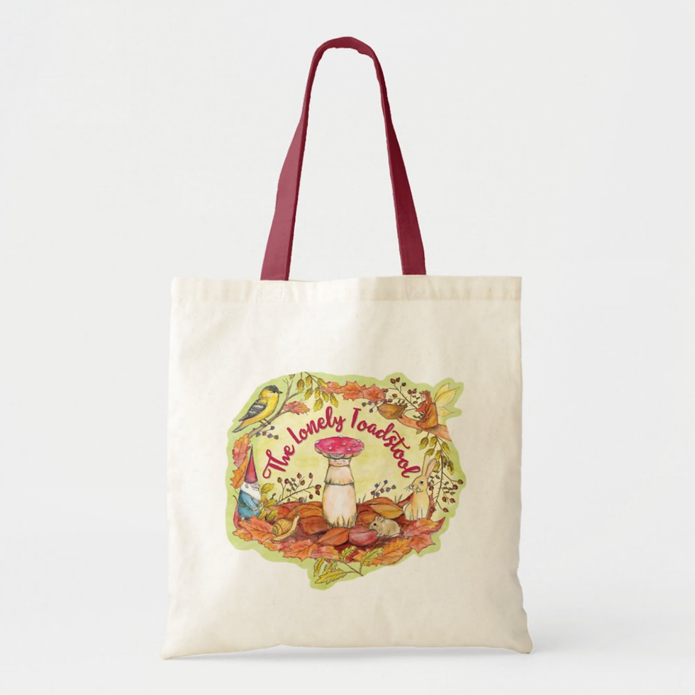 Thumbnail: Cream tote with The Lonely Toadstool art — perfect gift for nature lovers!
