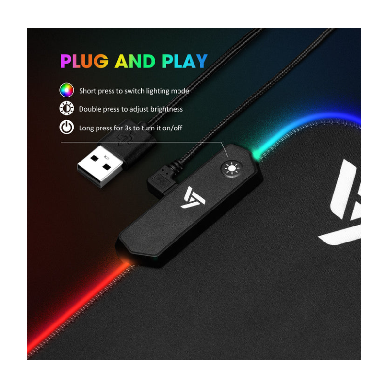 Miniatura: ALFOMBRILLA GAMING VICTSING PC313 XXL RGB, BORDES COSIDOS