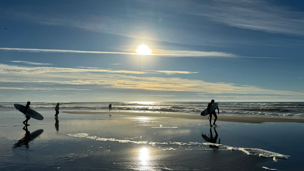 Winter Sunset at Ocean Beach - A Perfect Surfing Day
