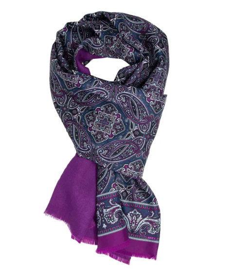 Miniaturbild: Purple and Blue Cashmere & Italian Como Men's Silk Scarf