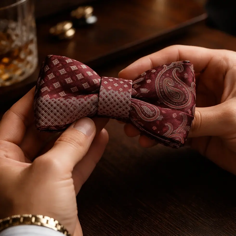 Thumbnail: Urban Paisley  — Como Silk Jacquard Folded Self-Tied Bow Tie