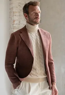 Brick jacket in wool cotton and silk by Pini Parma