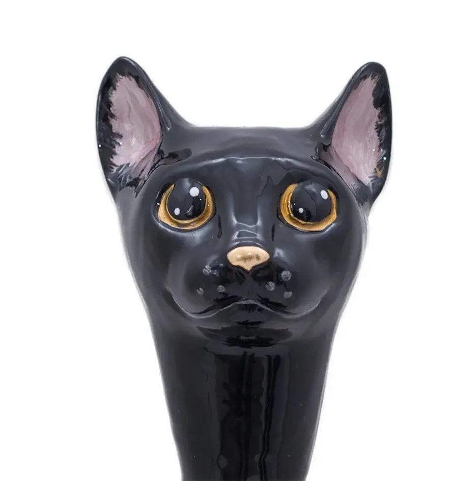 Black Cat  Shoehorn Brass Handle Design