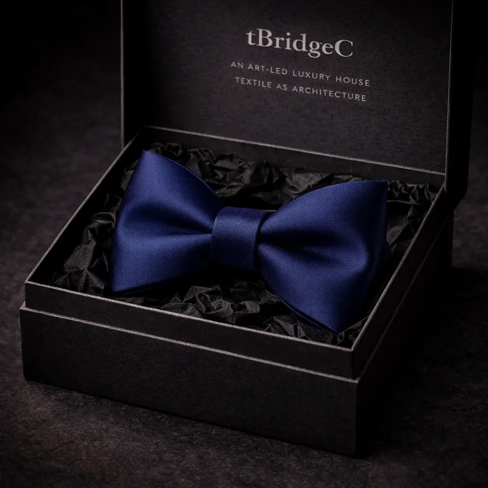 Thumbnail: Classic Blue — Navy Blue Satin Pre-Tied Como Silk Bow Tie