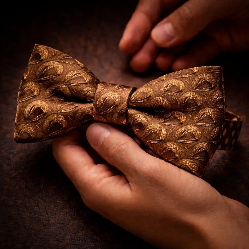 Miniatura: Peacock Aureum  — Como Silk Pre-Tied Jacquard Bow Tie