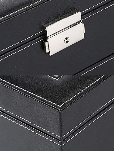 Thumbnail: GosFrid Leather/Glass 2 Tiered 20 Slots Watch Box Glass Top Black Synthetic Case