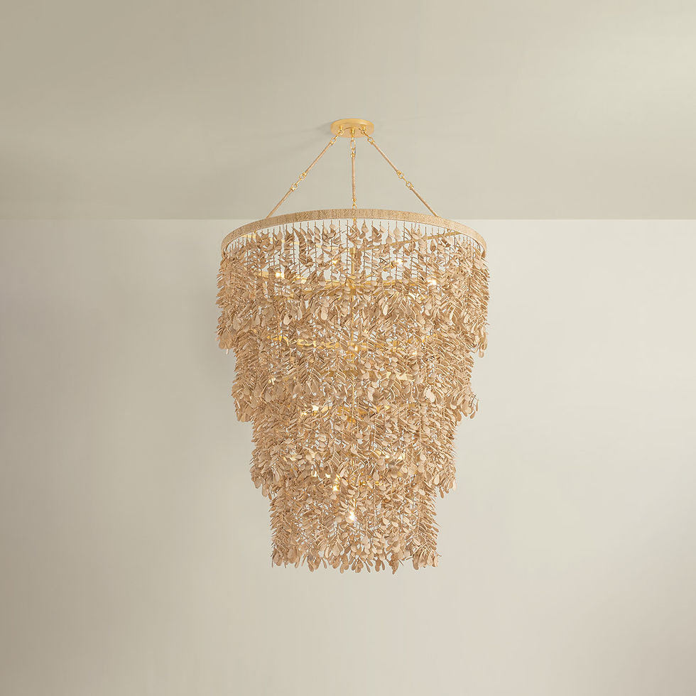Thumbnail: Four Tier Natural Suspended Coco Shell Chandelier