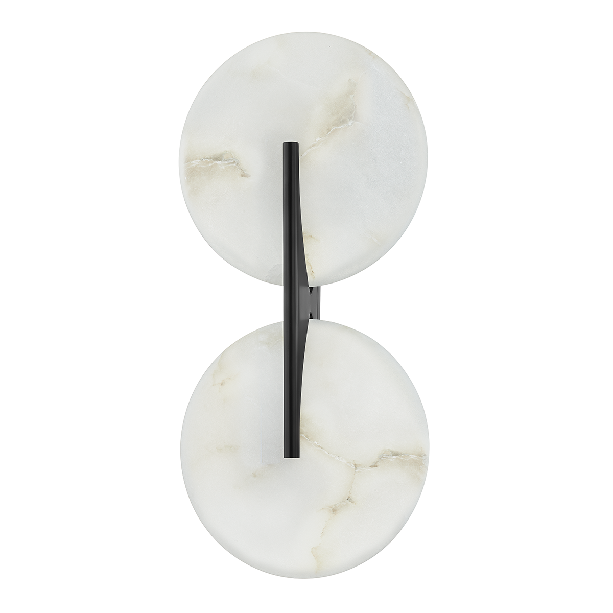 Alabaster Discs Sconce In Black And Vintage Brass