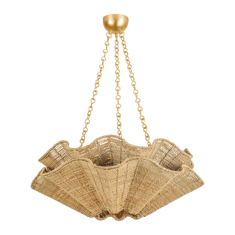 Abaca Shell Chandelier With Gold Metal