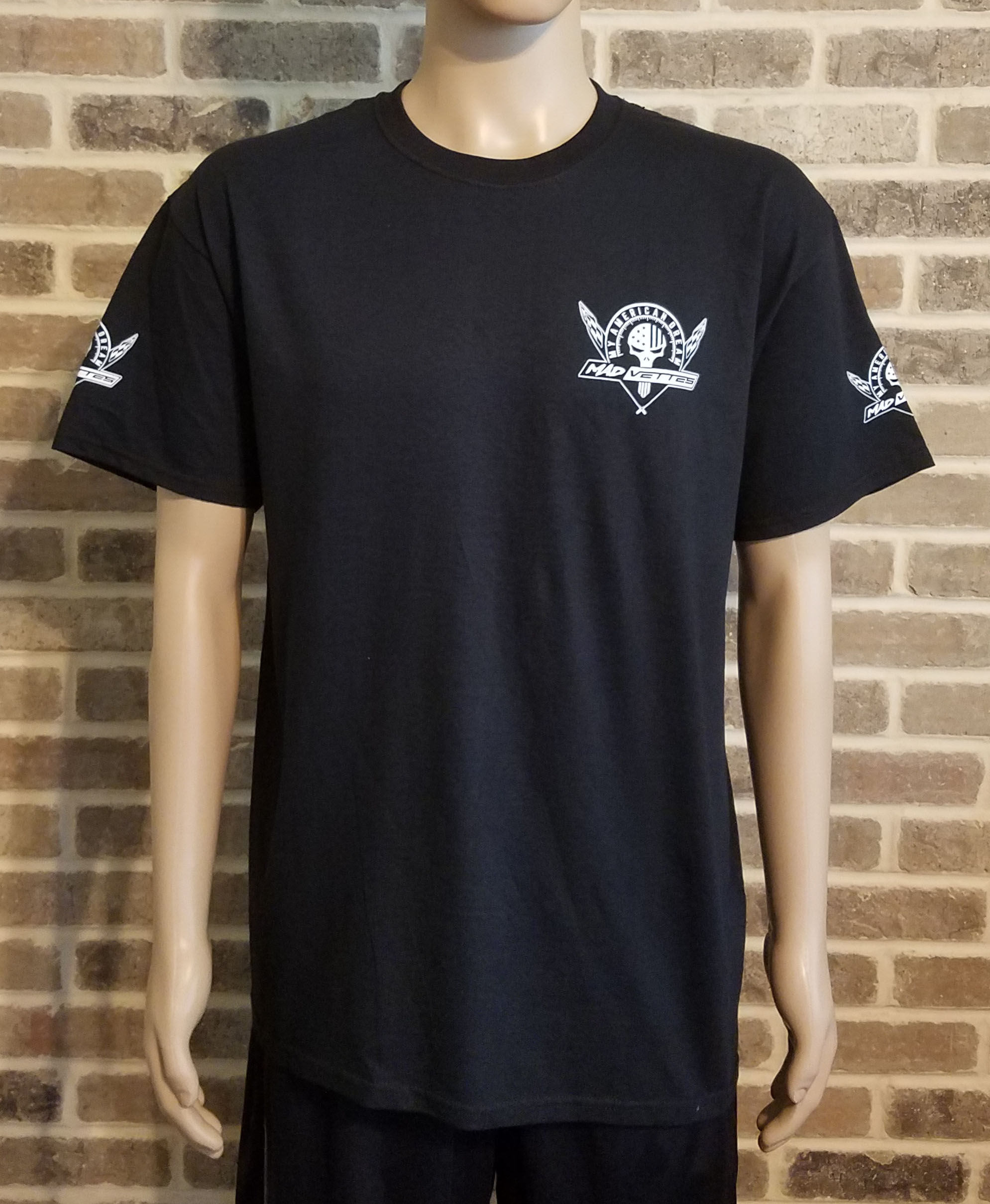 Black T-Shirt with White MAD Vettes Logo