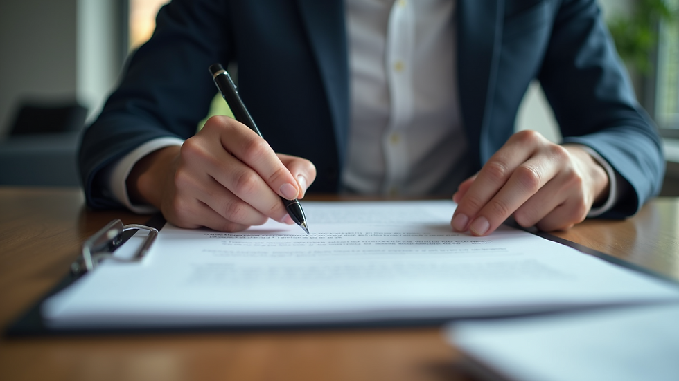 Close-up view of business consultant explaining documents to client