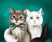 Portrait of 2 adorable cats (Commissione