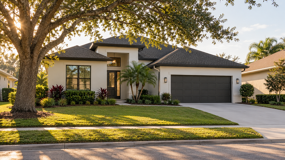 A modern stone house prepared for a professional appraisal