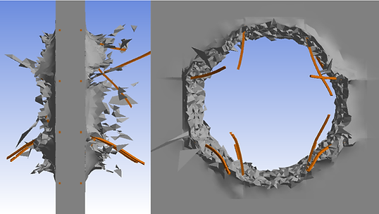 Concrete wall projectile detonation