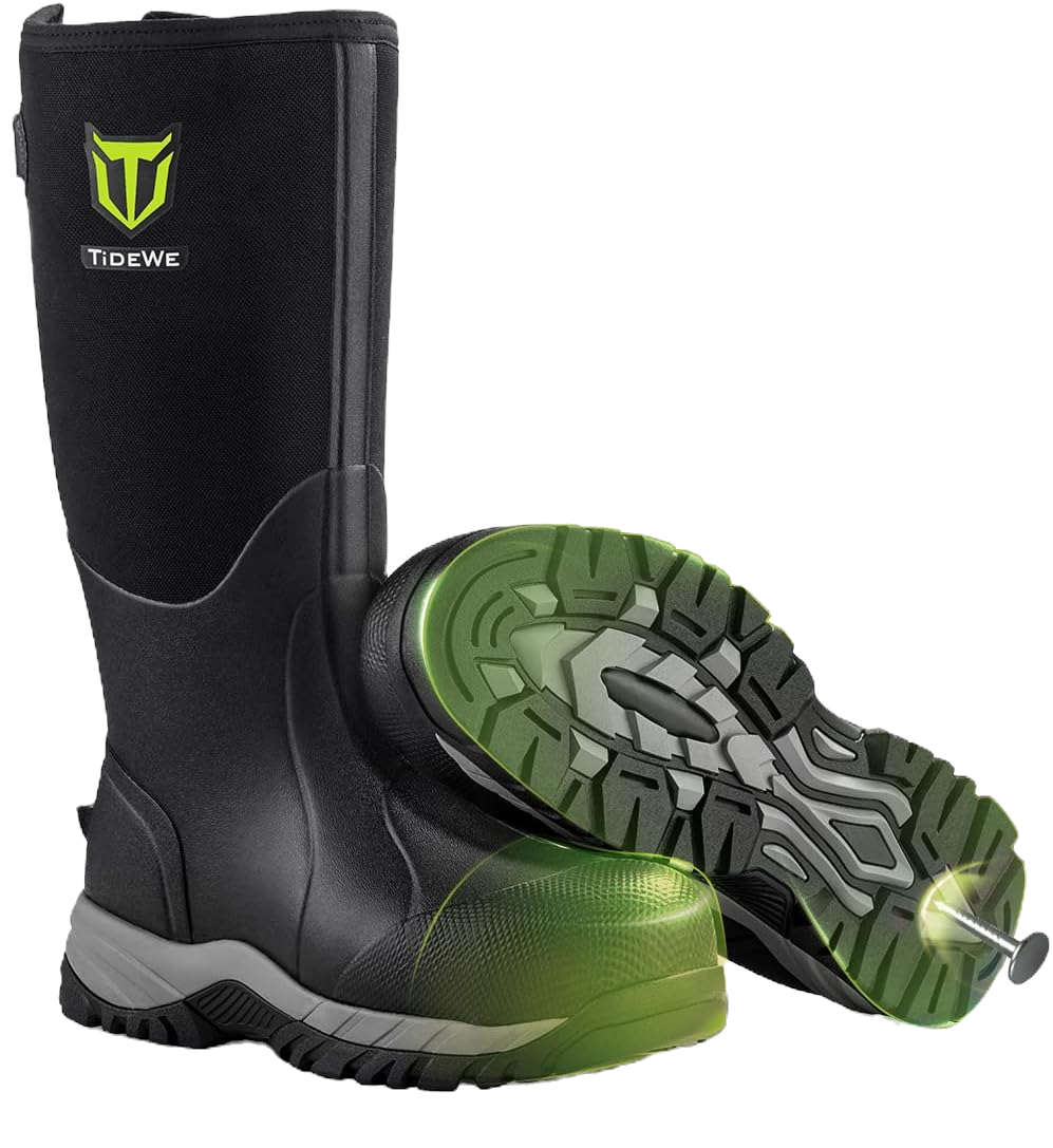 TIDEWE Work Boots for Men, 6mm Neoprene Puncture-Resistant Boots,