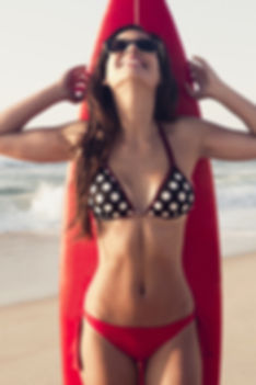 Surfer Girl in Polka Dot Bikini
