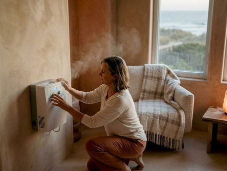 En wellness-behandler gør udstyret klar i saltrummet, så alt er perfekt til næste session.