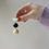 Thumbnail: VINTAGE BEAD CANDY DROP EARRINGS IN SPEARMINT, BLACK & CREAM